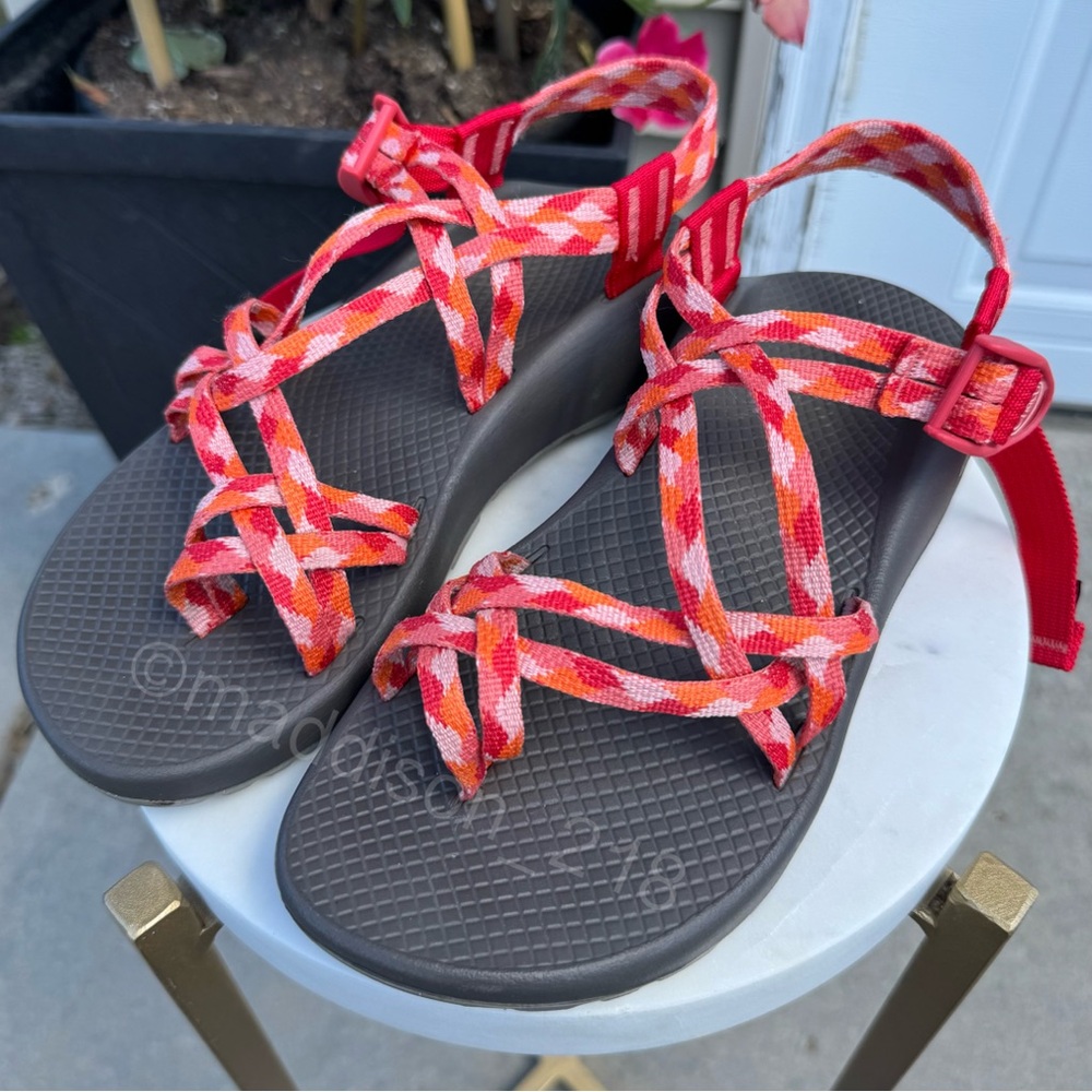 Chaco ZX/2 Dual Strap Classic Sandals Quilt Peach Pink Orange size 8 women’s - Picture 10 of 10